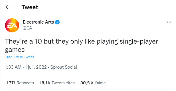 Electronic Arts mocks single-player games on Twitter, responses from gamers and creators are merciless