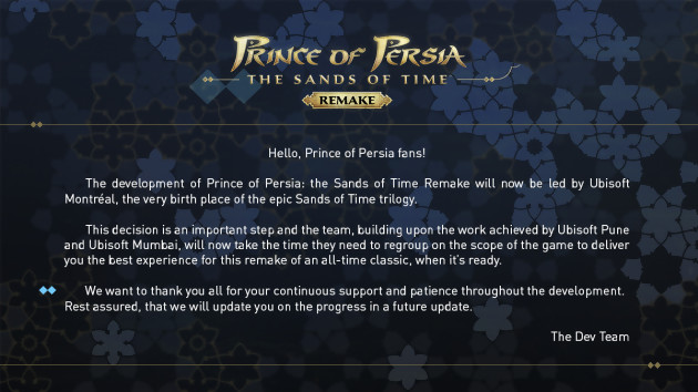 Prince of Persia The Sands of Time: mudança de estúdio para o remake, explica a Ubisoft